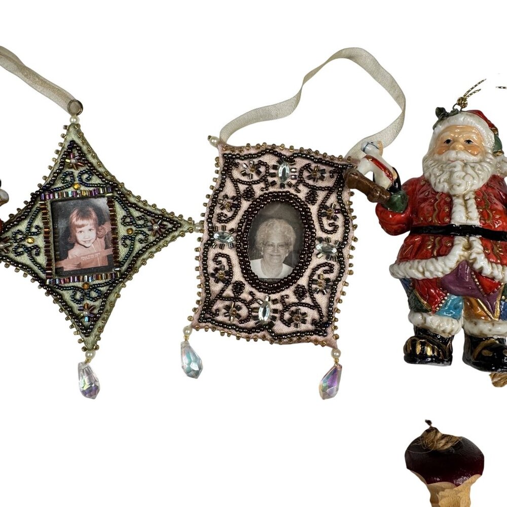 Christmas Ornaments Blown Glass Santa Claus Angels Snowflakes Owls Vtg Lot of 50 - Picture 10 of 16